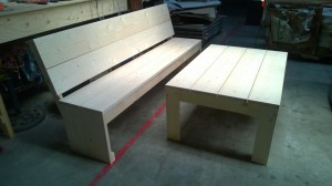 tuinbank + tafel